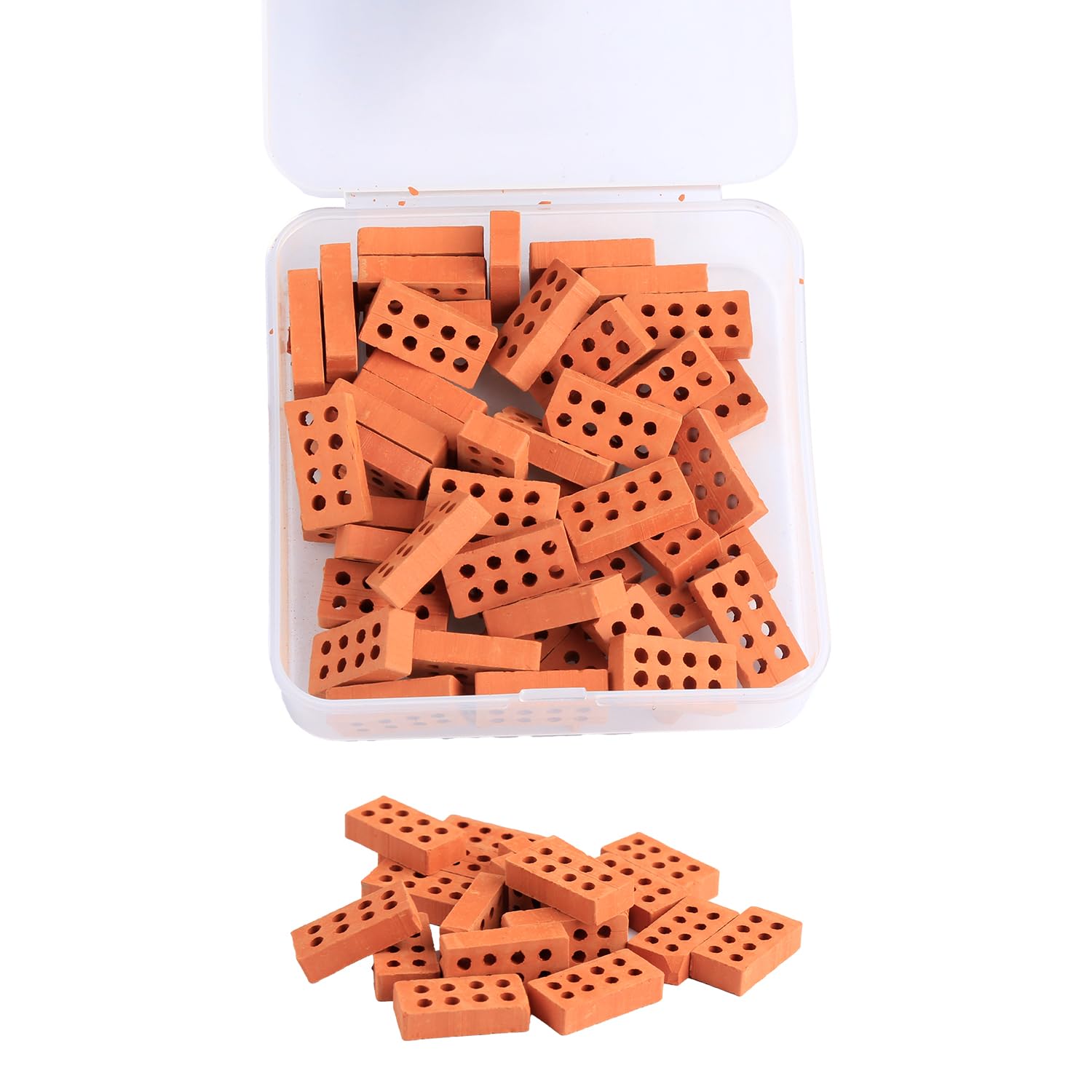 Hopzab 50 Pcs Miniature Bricks, Realistic Terracotta Building Blocks, Red Mini Bricks for DIY Crafts, Model Scenery and Table Decor