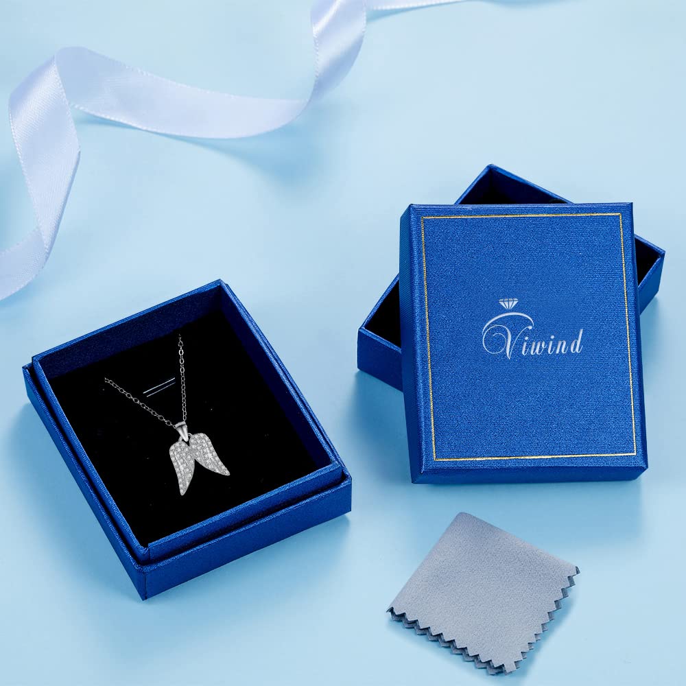 Sterling Silber Halskette mit Engelsflügeln und Zirkon für Frauen und Mädchen, 45 cm Kette mit Geschenkbox