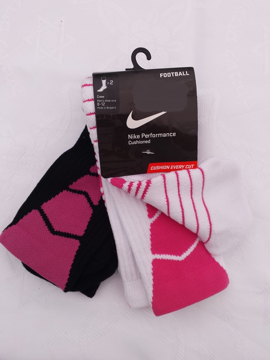 Nike Mens 2 Pairs Pack Cushioned Football Socks Large White Black