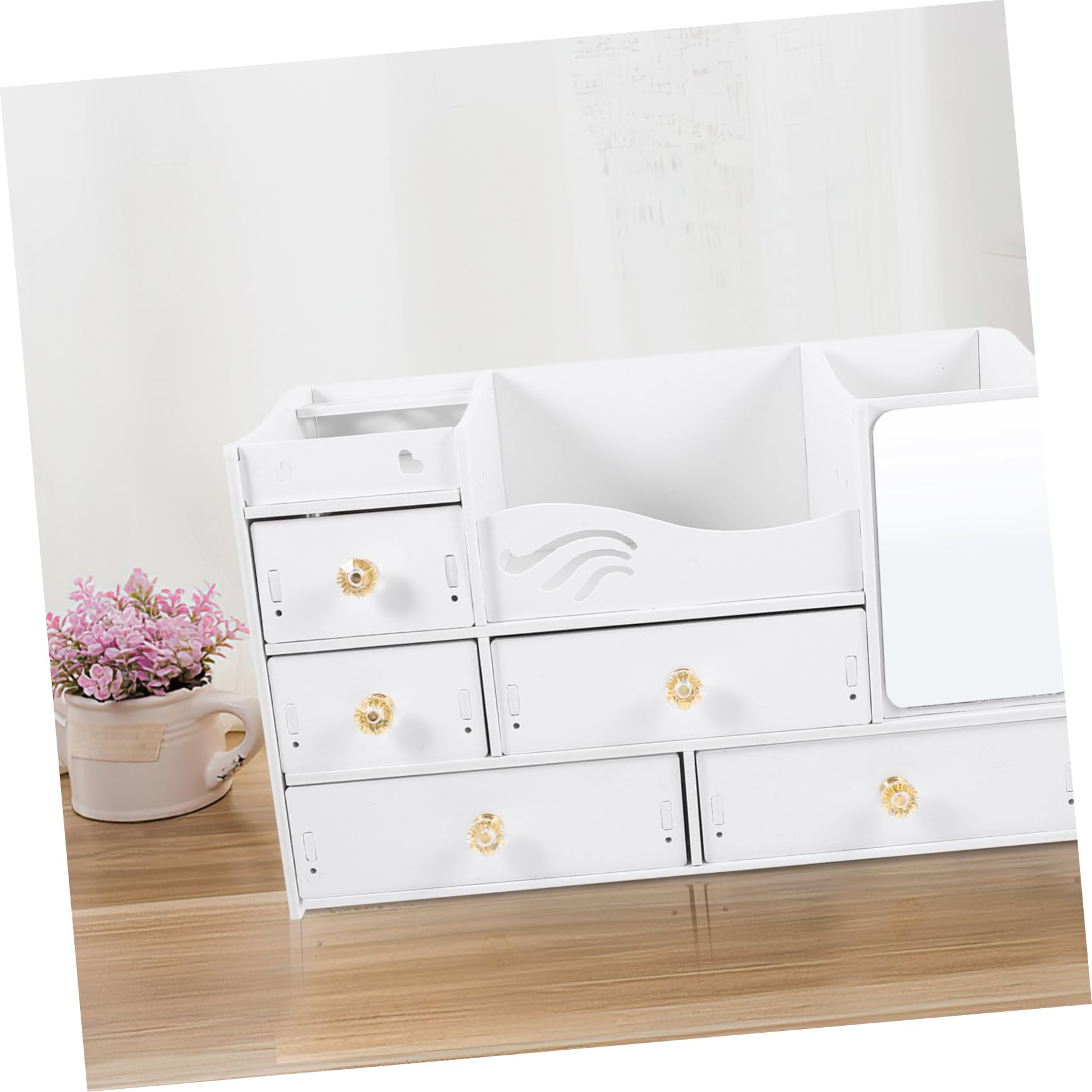 Beavorty Caja De Almacenamiento De Cosméticos Organizador De Maquillaje Contenedor De Maquillaje Para Escritorio Con Cajones Para Baño y Dormitorio