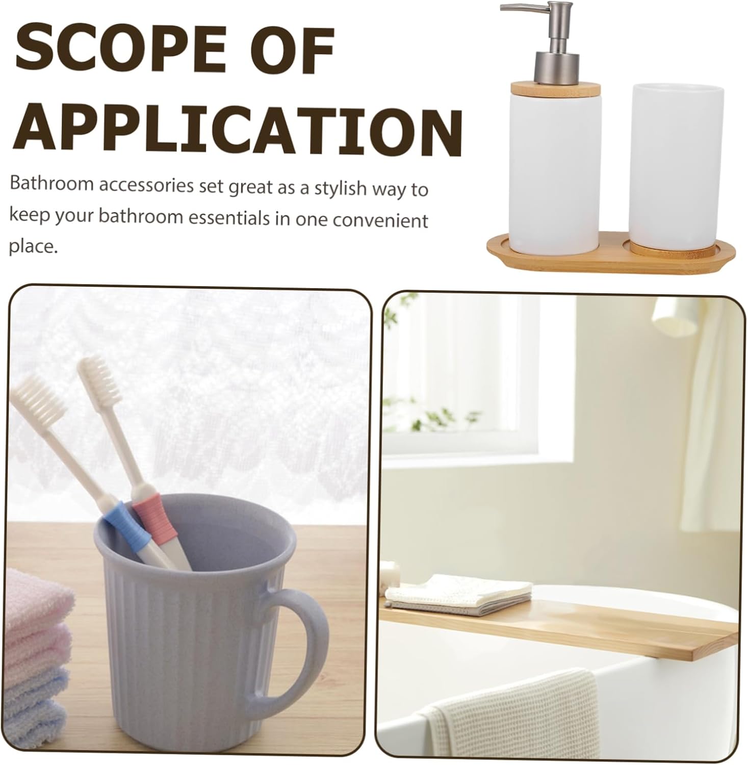 Healifty Ceramic Bathroom Toiletry Set with Soap Dispenser Toothbrush Holder and Vanity Tray Refillable Lotion Pump Bottle White Nordic Style Accessories for Organized Countertop