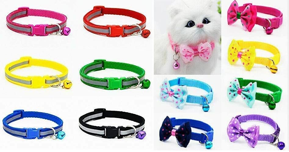 KittuPet Cat Pet Bowknot Cute Bow Tie Bell/ refleted Collar Adjustable Puppy Kitten Necktie Collar Color May Vary (Pack of 2 pcs) (B0BPXHS4GH) Amazon Price History, Amazon Price Tracker