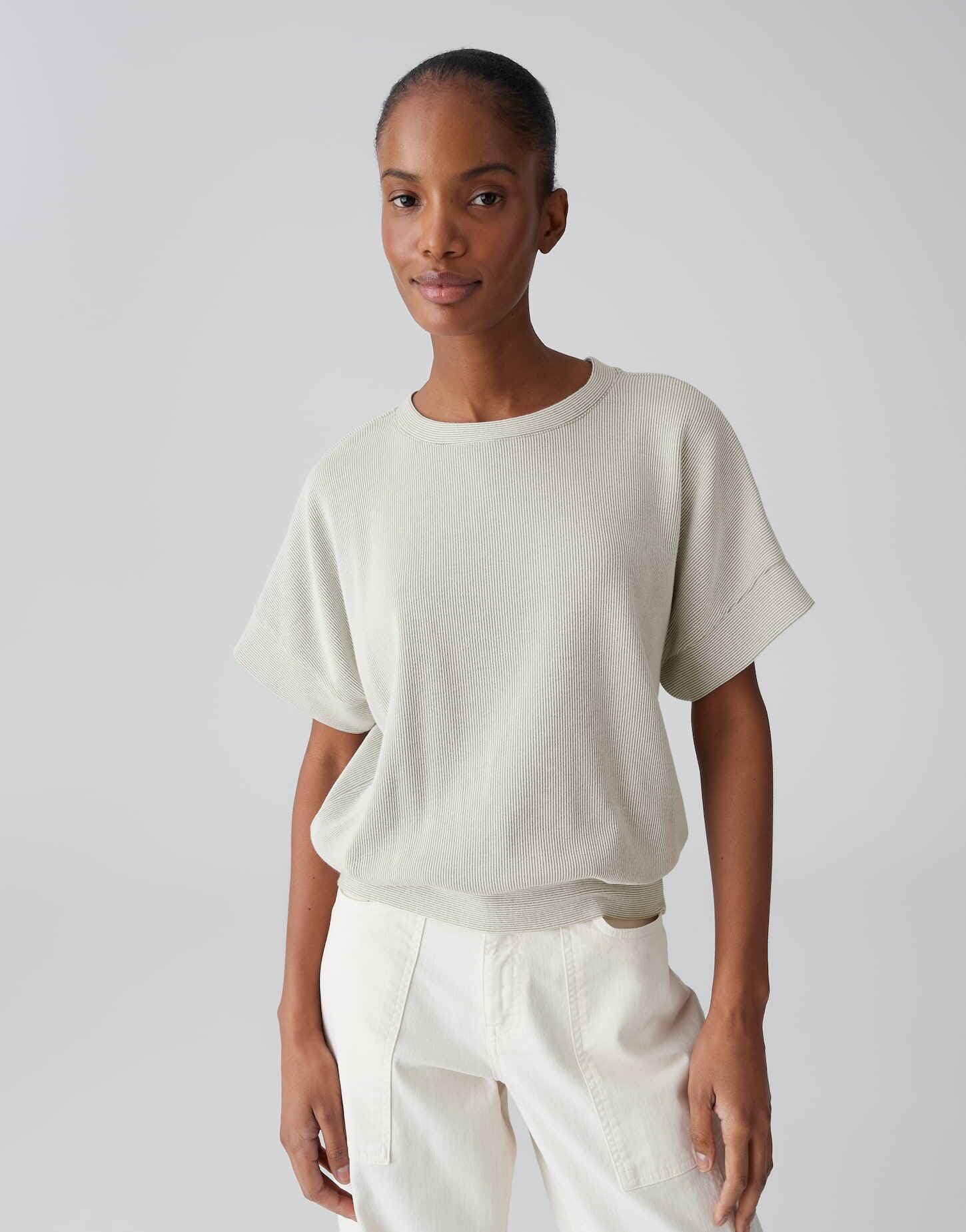 OPUS Damen Sweatshirt | Modernes Sweatshirt mit gestreiften Rippeneffekt Loose Fit