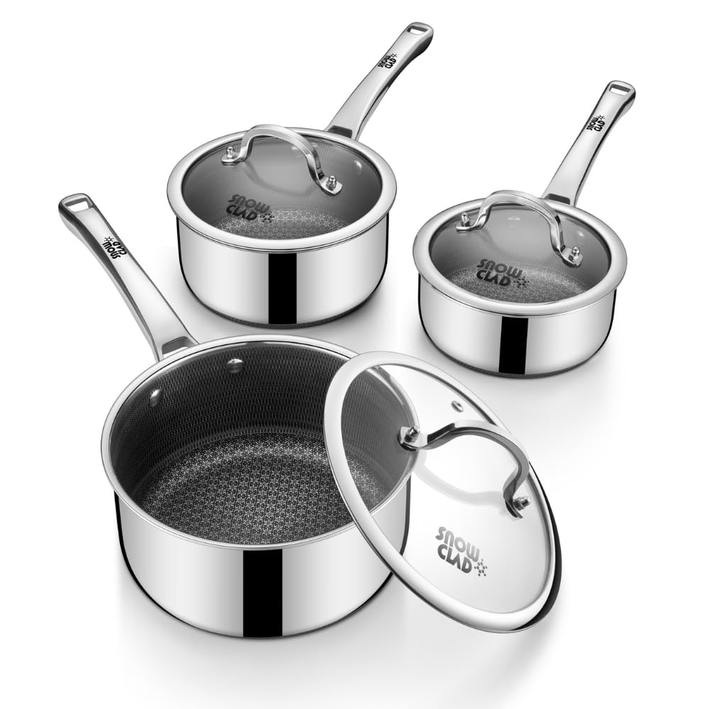 SNOWCLAD Hybrid Nonstick Saucepan Set (1.5, 2.5, 3.5 Quart)