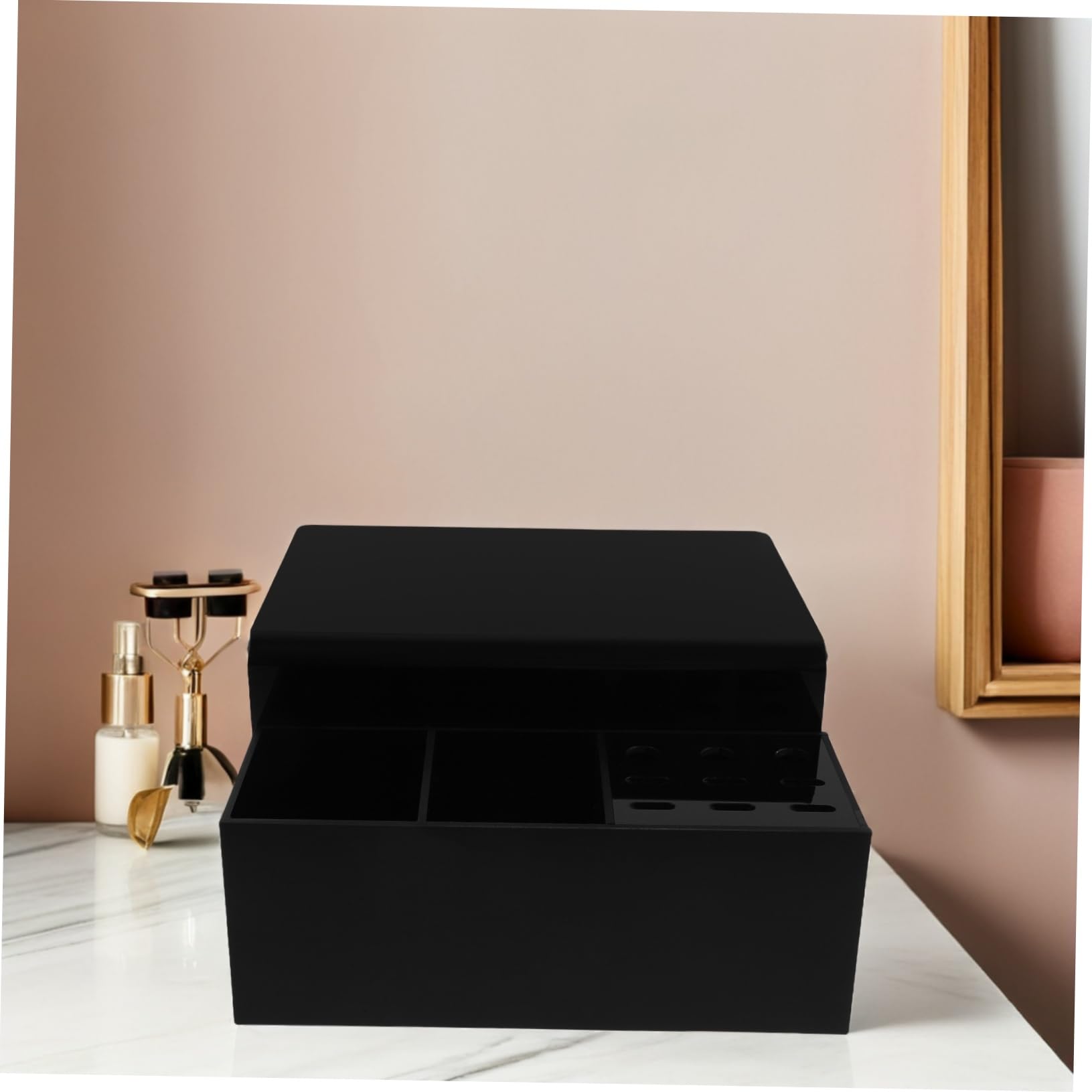 minkissy Organizador de Pestañas con Almohadilla Desmontable para Salón Estante Negro para Almacenamiento y Soporte Ergonómico de Herramientas de Extensión de Pestañas Precisión y Comodidad