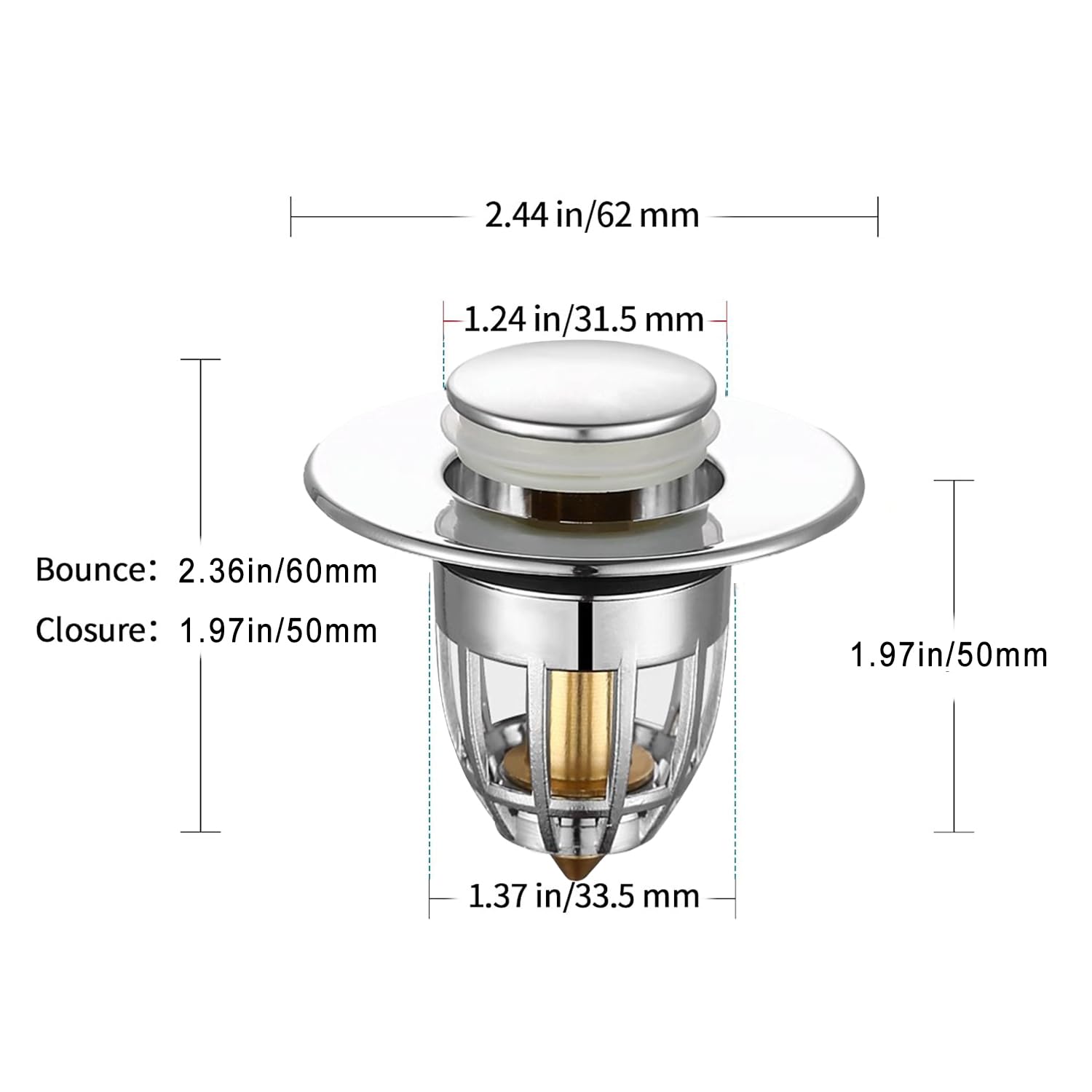 Tappo Scarico Lavandino Con Filtro 34-40 Mm - Acciaio Inox, Pop-Up, Antintasamento, Per Cucina E Bagno (Confezione Da 2) - Foto 10