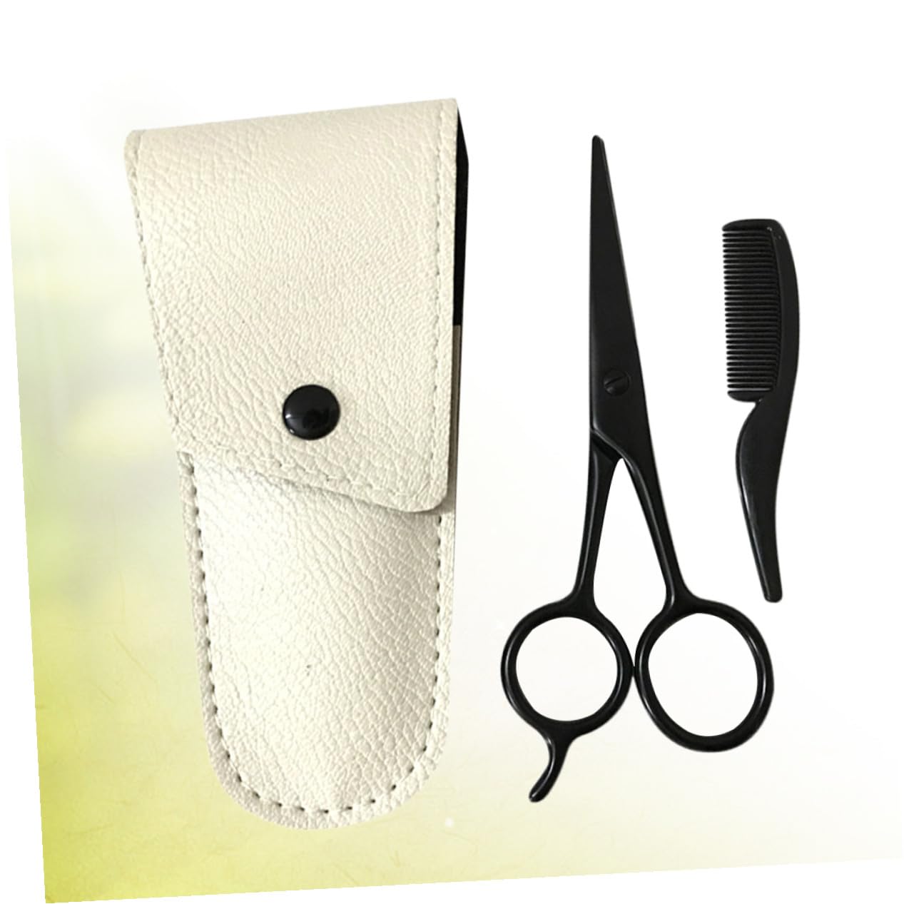 Juego de 3 Tijeras para Bigote y Vello Facial de Acero Inoxidable Negro Peine Pequeño Antióxido para Cuidado Profesional en Barberías y Uso Doméstico
