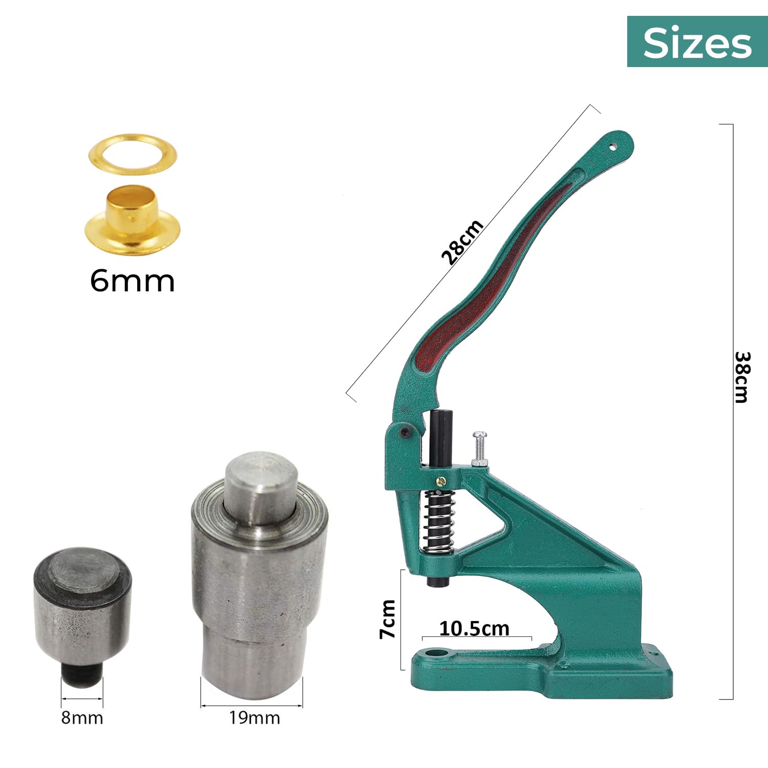 Przycinanie do sklepu Grommet Punch Machine, 6 mm matryce oczkowe i 1000 szt. złote oczka zestaw do rzemiosła skórzanego, odzieży, torby, paski, sztuki i rękodzieła