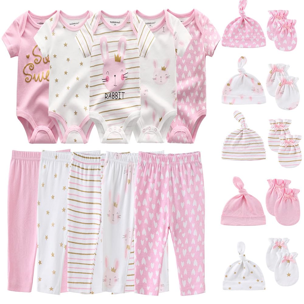 Kiddiezoom Unisex Baby Layette Essentials Giftset Clothing Set 19-Piece For Newborn Baby