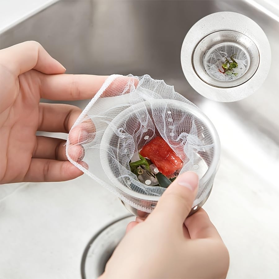 100 bolsas de filtro para desagüe de cocina blancas miniatura 2