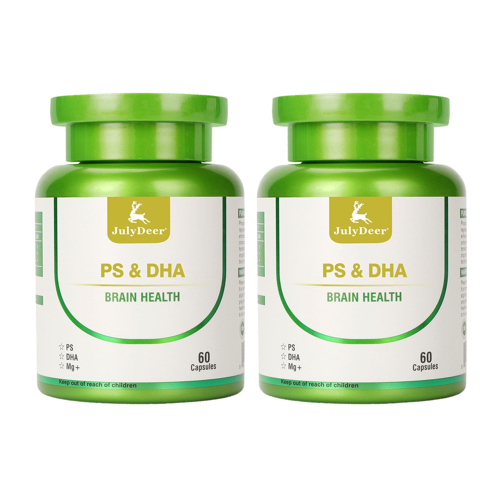 JulyDeer Triple Magnesium Complex for Brain Health and Cognitive Support 2 Bottles 120 Capsules