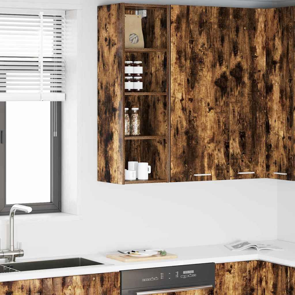Hängeschrank für die Küche, Wandregal aus Holzwerkstoff in Geräucherte Eiche, moderner Küchenschrank mit Stauraum, 30 x 29,5 x 100 cm, für eine ordentliche Küchenorganisation