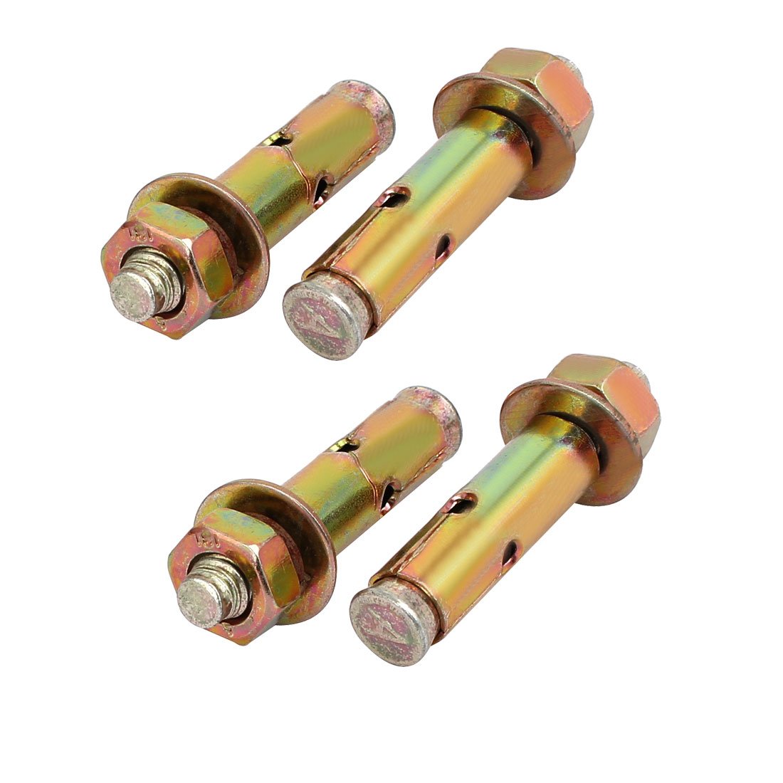 Aexit M8x50mm Zinc fastener Plated Sleeve Anchor Expansion Bolt Bronze Tone 4pcs Model:37as557qo509