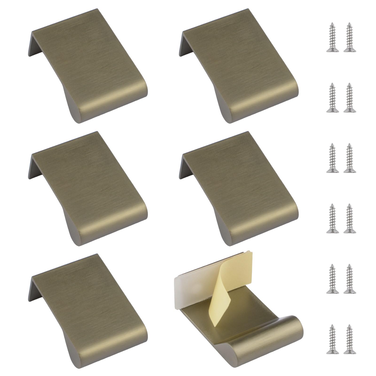 MOROBOR Mini Finger Edge Pull, 6pcs Self Adhesive Pulls Modern Style Drawer Handle Aluminum Alloy Invisible Wardrobe Handles for Cabinet Drawer Hardware,30mm/Antique Green — image 1