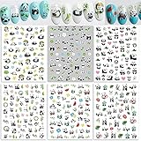 Publi 6 Sheets Panda Nail Art Stickers Cute Pandas/Bamboos/Bamboo Shoots/ Flower Nail Decals Design...