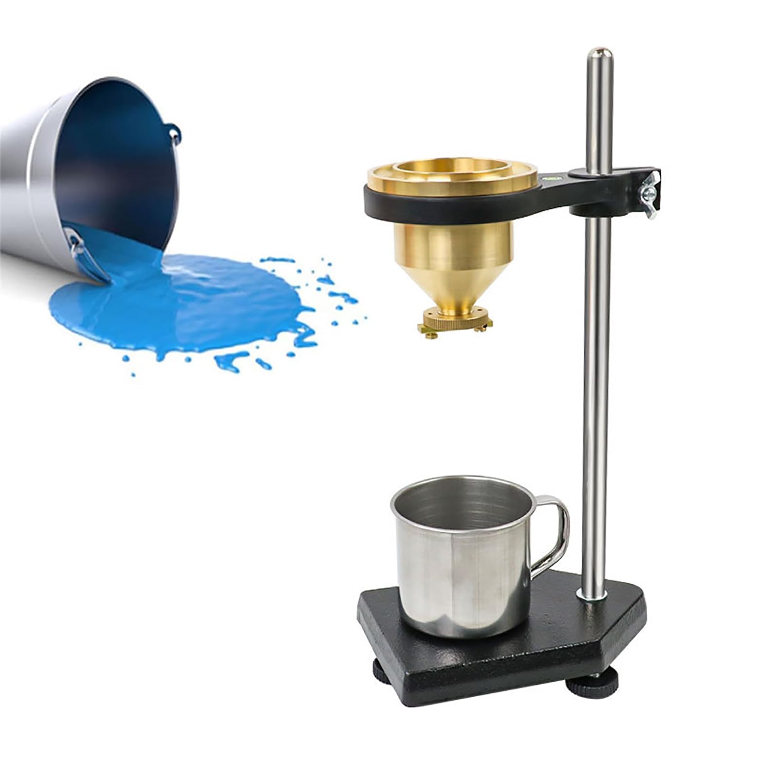 Messing-Viskositätsbecher Mit Höhenverstellbarem Ständer, Tisch-Fließviskosimeter Mit Wasserwaage, Auslauf Aus Edelstahl, Für Farben, Beschichtungen, Druckfarben Und Klebstoffe Im Labor