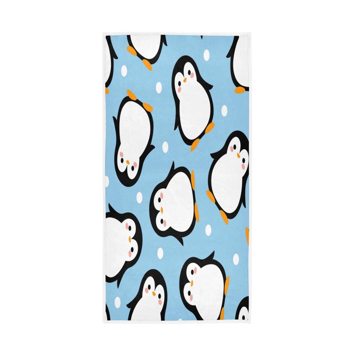 HUYGD Hand Towels Cotton Cute Penguin Cartoon Polka Dot Soft Towel Multipurpose Bathroom Beach Towel for Home Kitchen Swim Spa Gym, 30x15 inch