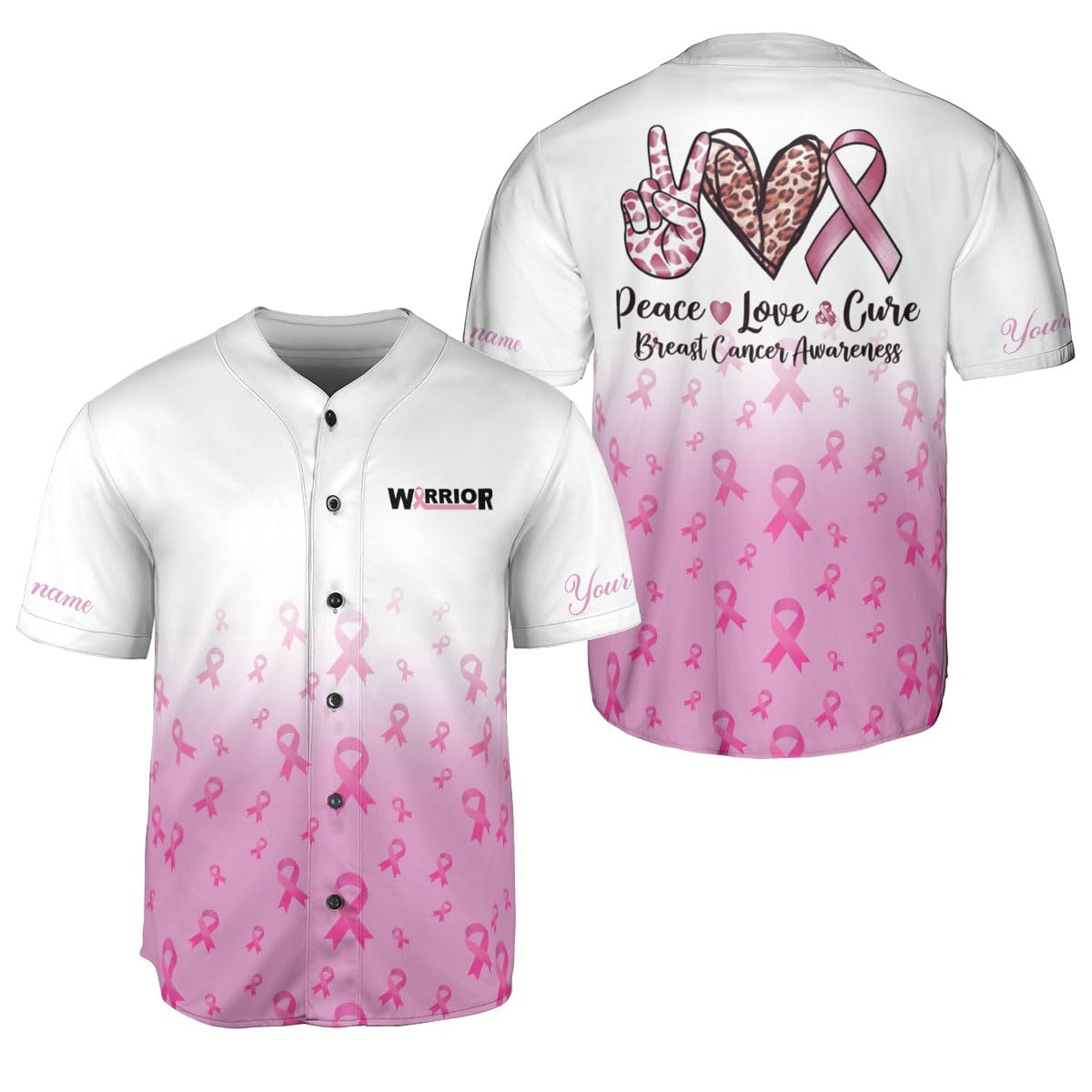 Custom Breast Cancer Jersey, Pink Ribbon Baseball Jersey, Breast Cancer Awareness Tshirt for Women Survivor Pink Ribbon Gifts 3