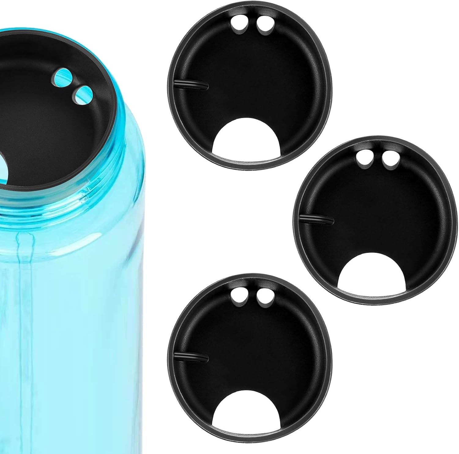 Prasacco 3 Packs Silicone Splashguard for Nalgene, Wide Mouth Splash Guard and Lid