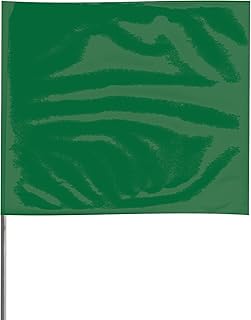 Presco Steel Wire Staff Banderas de marcado: 2-1/2 in. x 3-1/2 in. Flag / 21 in. Steel Wire (Verde) / 12-paquete [12 banderas/paquete]