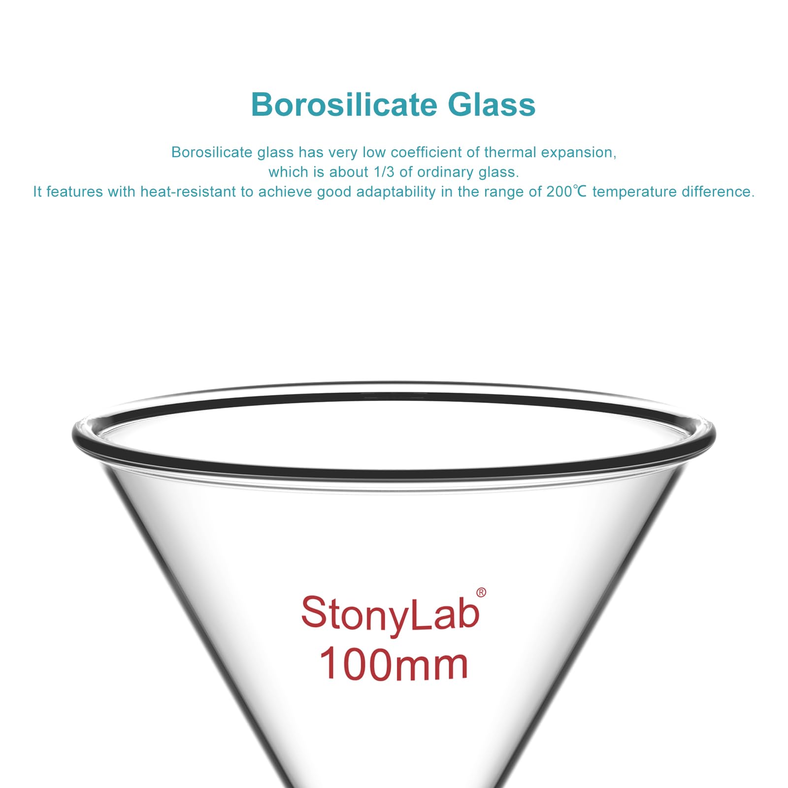 Stonylab Glass Funnel - Precise Powder Transfer -3