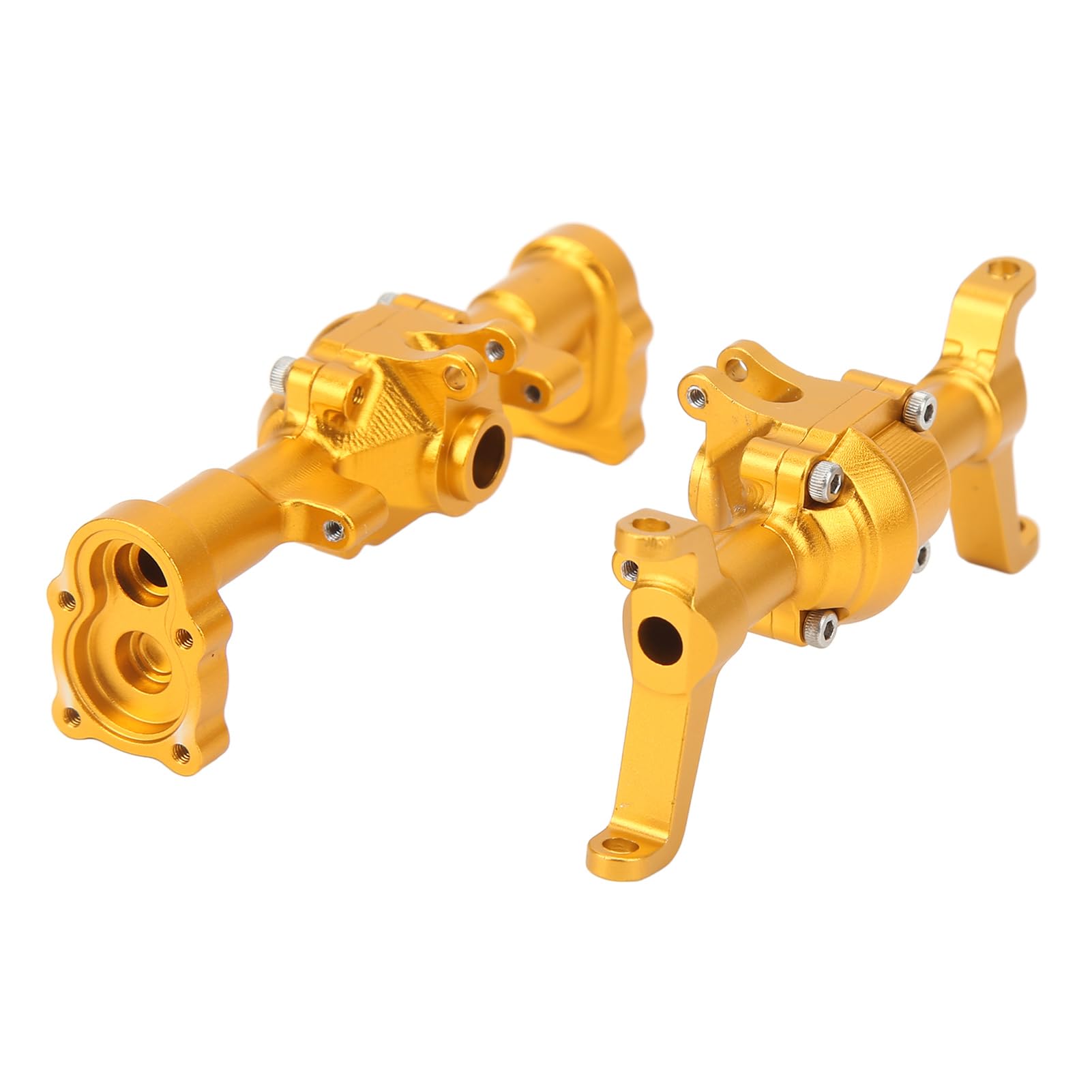 dla FMS FCX24 1/24 RC obudowa przedniej i tylnej osi samochodu, zestaw osi obrabianych CNC ze stopu aluminium, wysoka precyzja, trwałe części do modernizacji, zwiększona (Złoto)