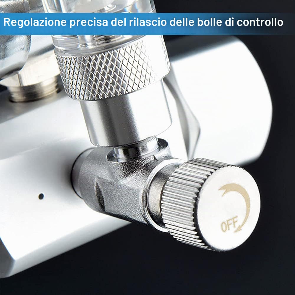 SagaSave Regolatore di CO2 per acquario, doppia valvola di ritegno, regolatore di pressione di CO2 con contatore di bolle, per acquario, piante acquatiche (G5/8)