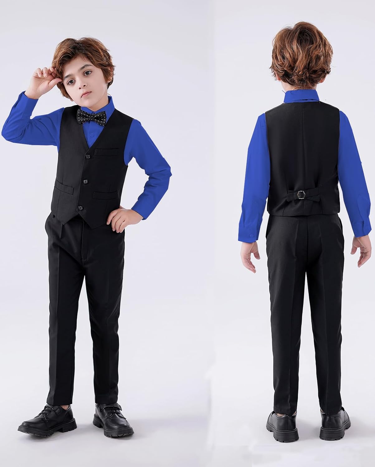 Boy's 5-Piece Suit, Boys' Formal Suit Set with Vest Pants and Tie, Boys Formal Dresswear Vest Set, Toddler Boy Vest Set