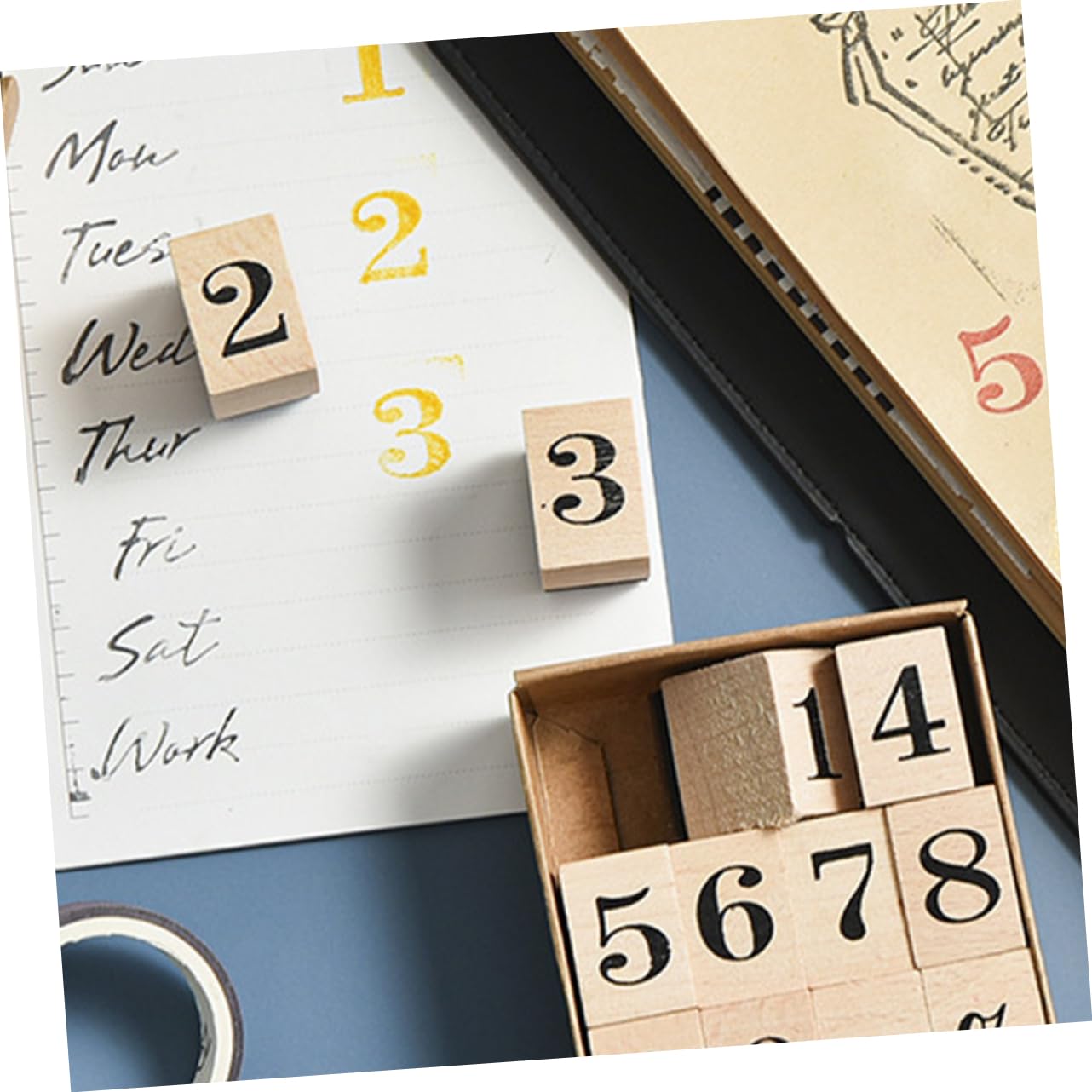 HOMSFOU 96stücke Teiliges Holzstempel Für Monate Und Kreative Stempel Für Scrapbooking Journaling Und Geschenkanhänger Tragbar Und Vielseitig Für Bastelprojekte