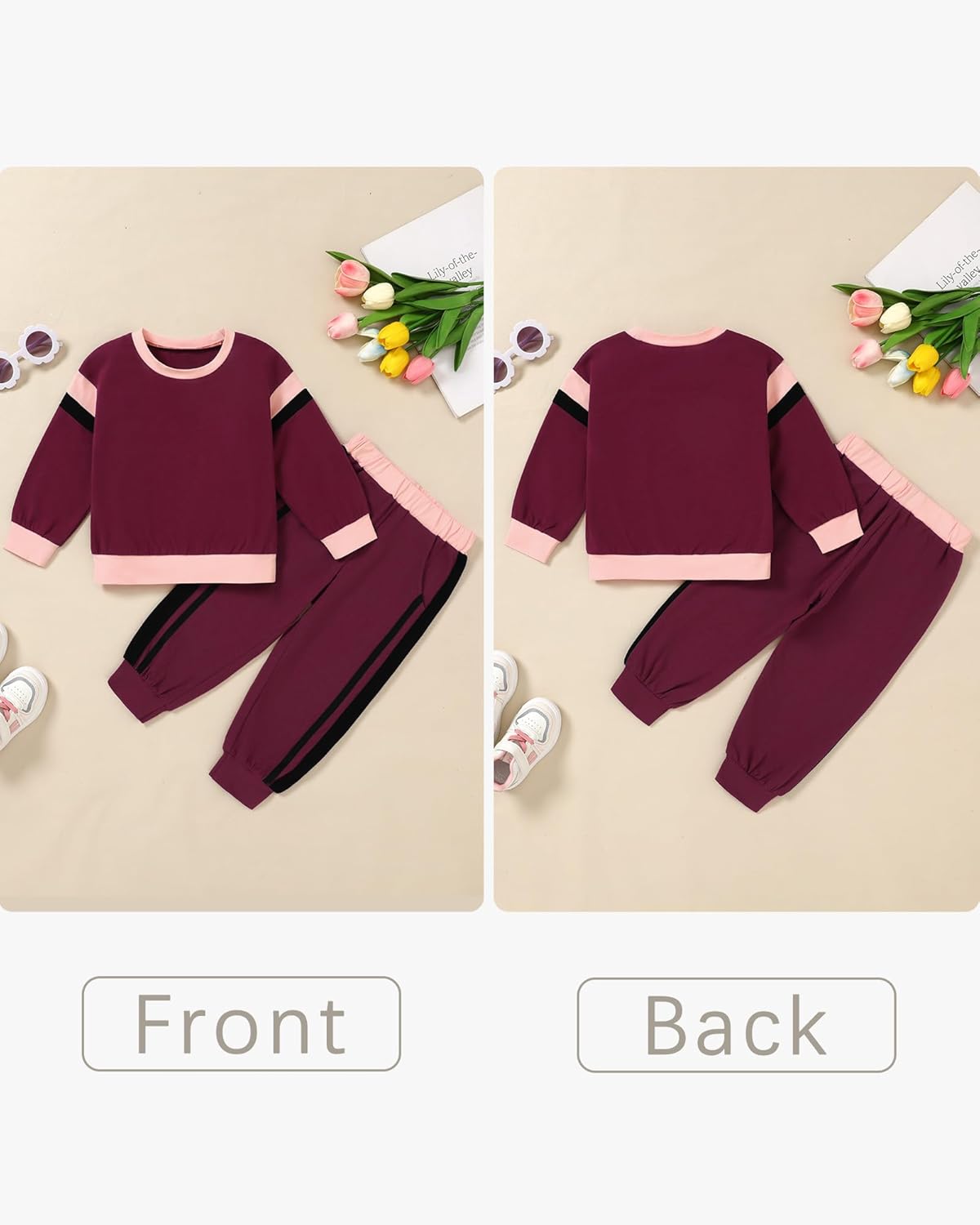 SANMIO Toddler Girl Clothes Outfits Cute Color Block Long Sleeves Top and Pants Sweatsuit 2 Piece Winter Clothing Set - Image 8