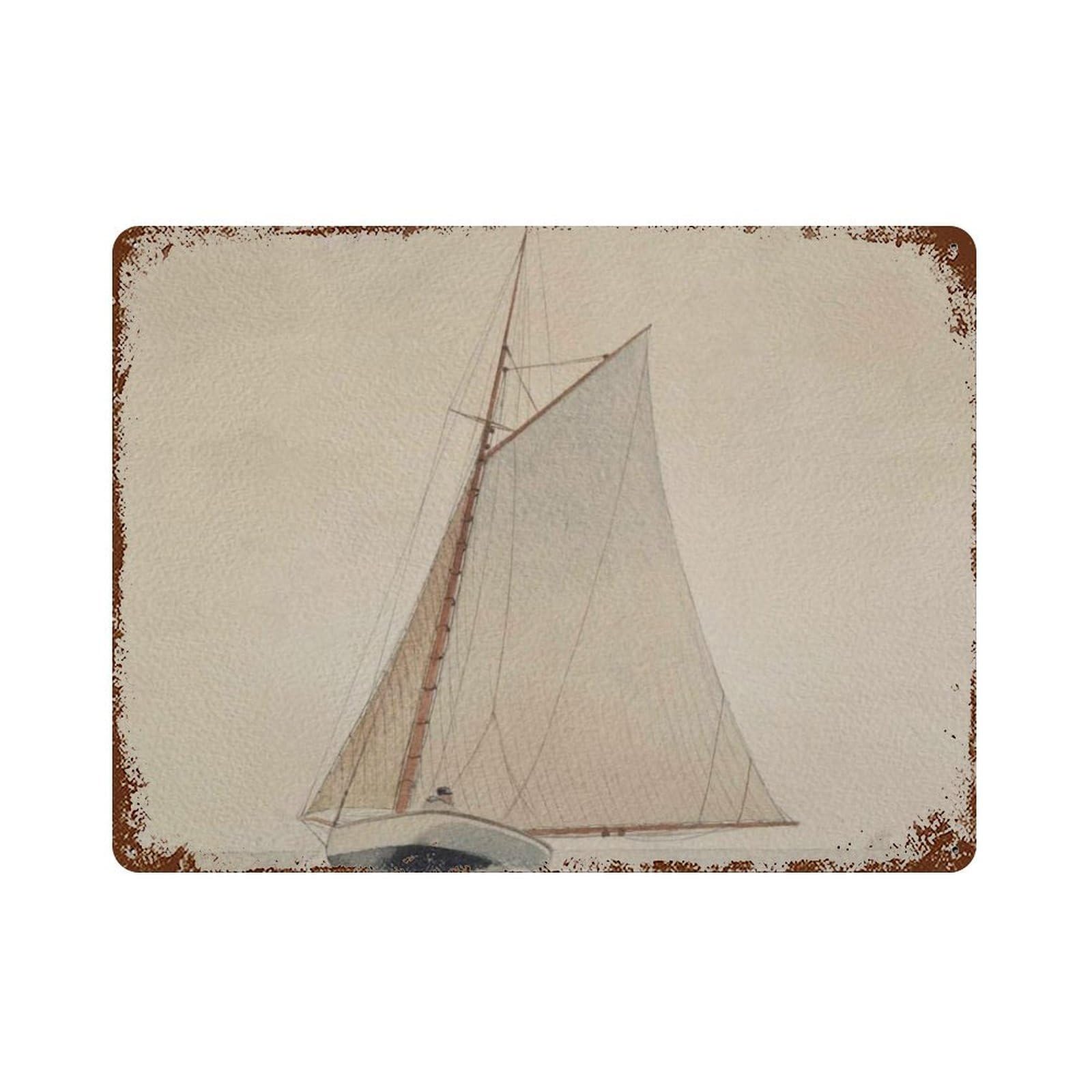 xiaoxiaoshen Vintage Sailboat Seascape Painting, Unisex Marine Style Wall Decor Art Metal Tin Poster Modern Home Decor Art Home Bar Shop Decorations Vintage Sign 30x40cm