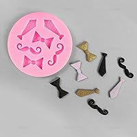 Vista 6 de AUEAR, Juego de 4 mini corbatines para corbata, bigote, moldes de silicona para fondant, pastel, chocolate, caramelo, azúcar, decoración