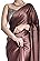 SHOPAZ Women's Ready to Wear Coffee Satin Silk 1 Minute Pre Pleated Heavy Saree with Unstitched Coffee Blouse