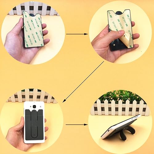 Miniatura 4 de Tarjetero con soporte para teléfono celular, funda adhesiva de goma de silicona para teléfono inteligente (6 unidades)
