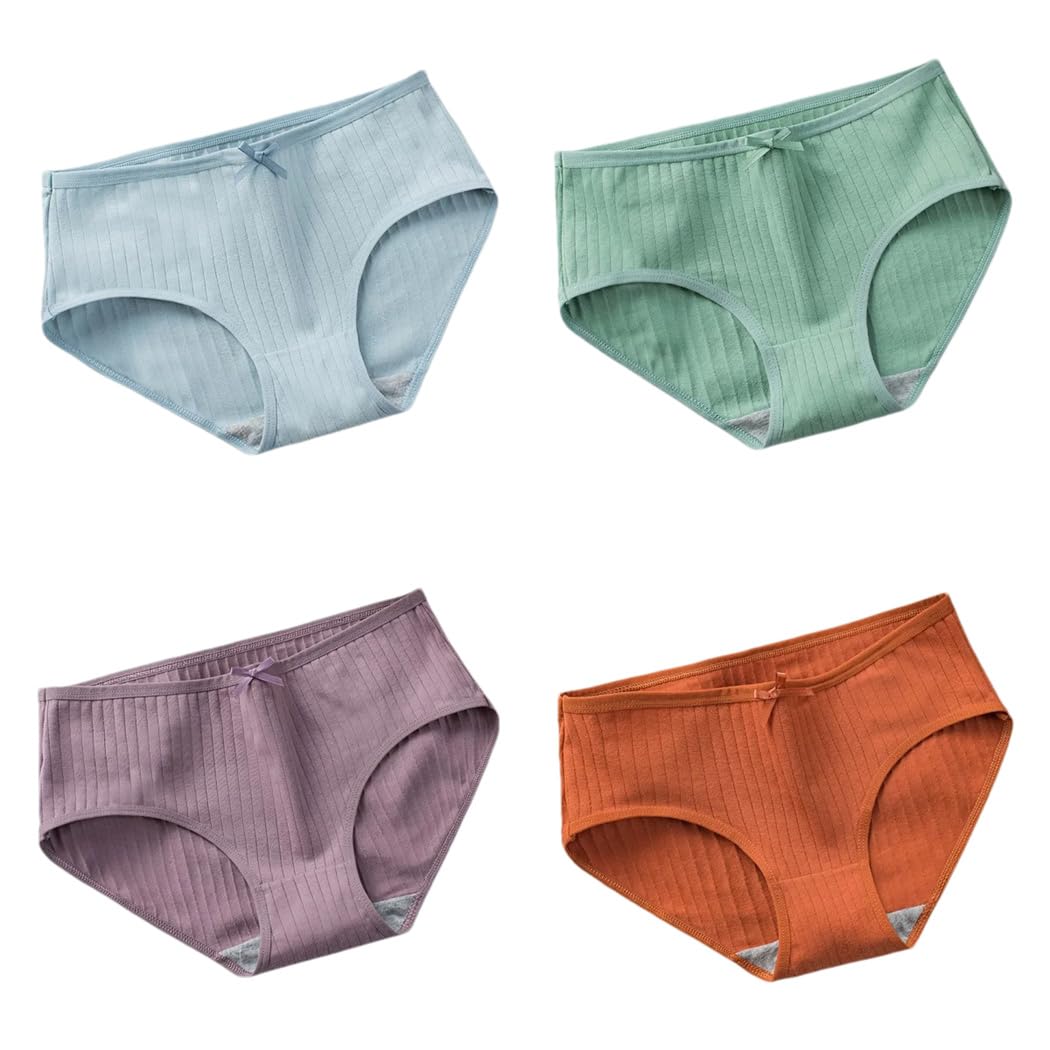 Bragas de algodón para mujer, 4 piezas, cintura baja, cómodas, transpirables, íntimas
