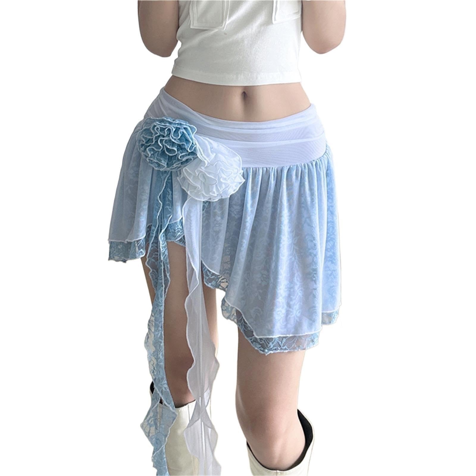 Colore Mezza Gonna in Pizzo Floreale Stile Balletto