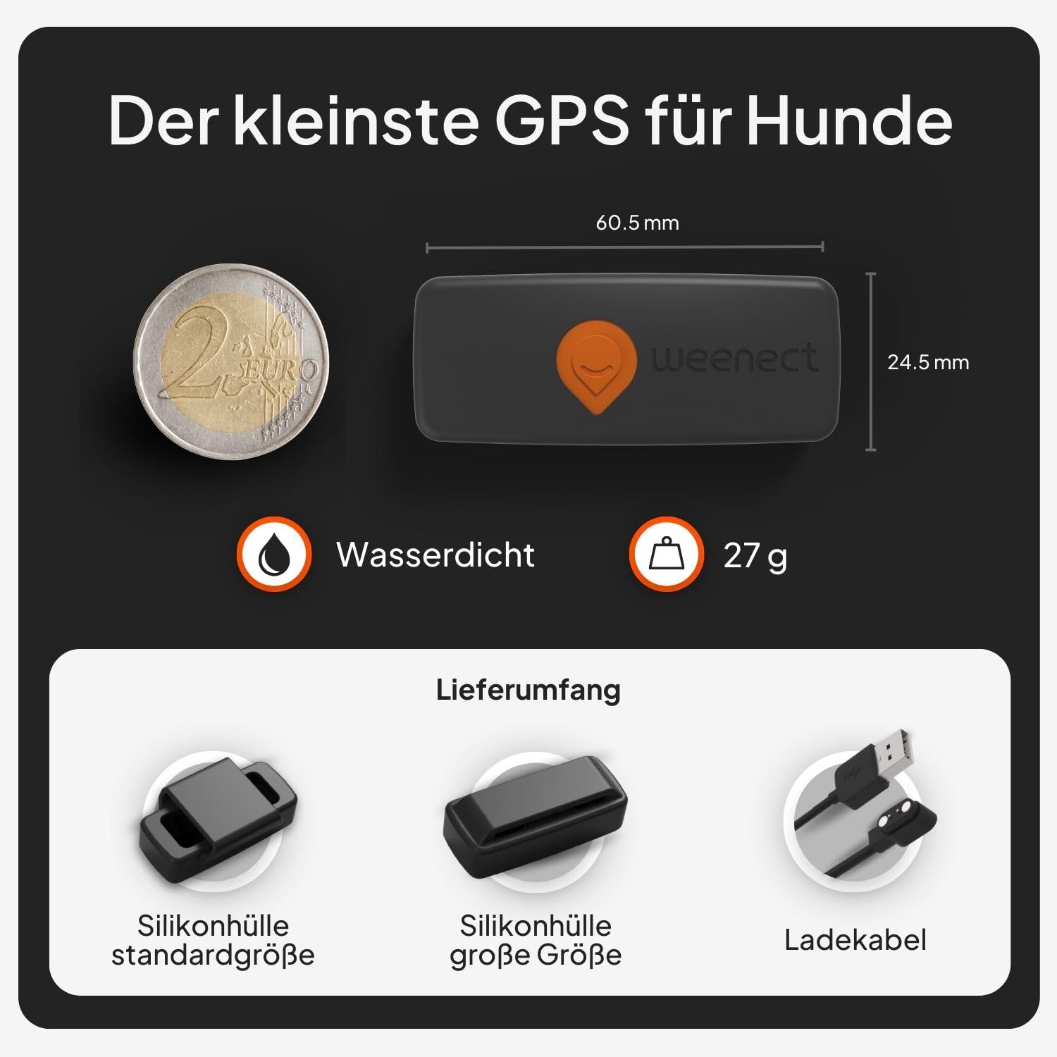 Weenect Hund XS – Mini GPS-Tracker für Hunde | Echtzeit-Tracking | Wasserdicht | Kleinstes Modell auf dem Markt | Funktioniert mit Abonnement
