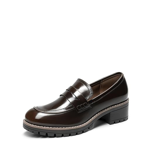 DREAM PAIRS Women's Platform Chunky Heeled Loafers, Womens Business Casual Shoes