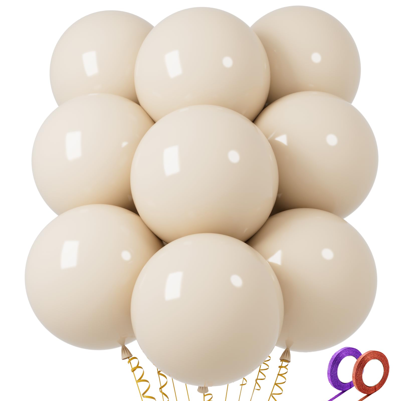 Photo 1 of 32Pcs White Sand Big Balloons 18 Inch, Round Large Latex Party Balloons for Birthday Wedding Decorations.(Sand White)
