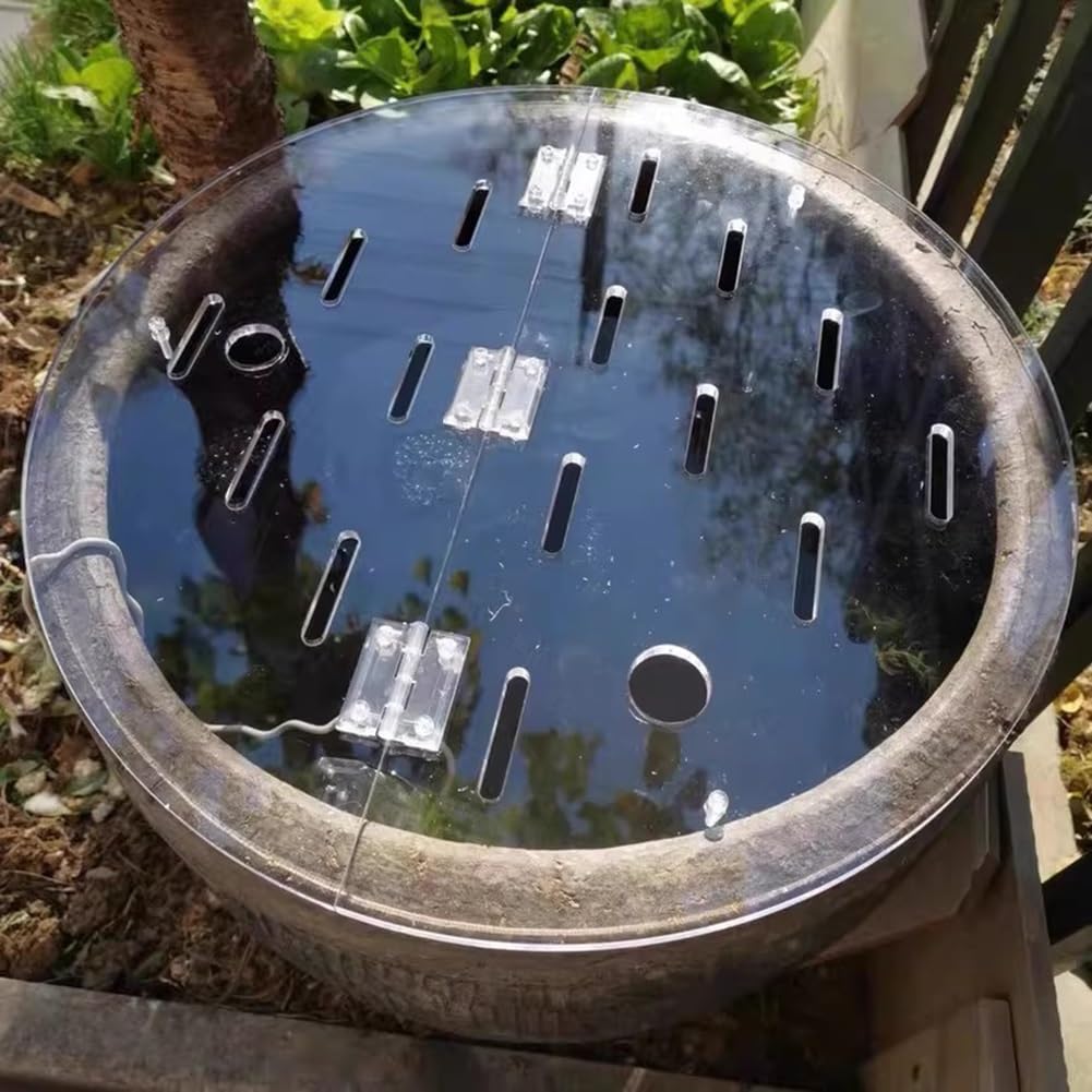 Rygcrud Acrylique Transparent Couvercle Rond pour Aquarium, Conception À Charnières Et en Deux Parties, Évite Les Sauts Et Empêche Le Chat D'attraper Les Poissons, Personnalisable(80cm)