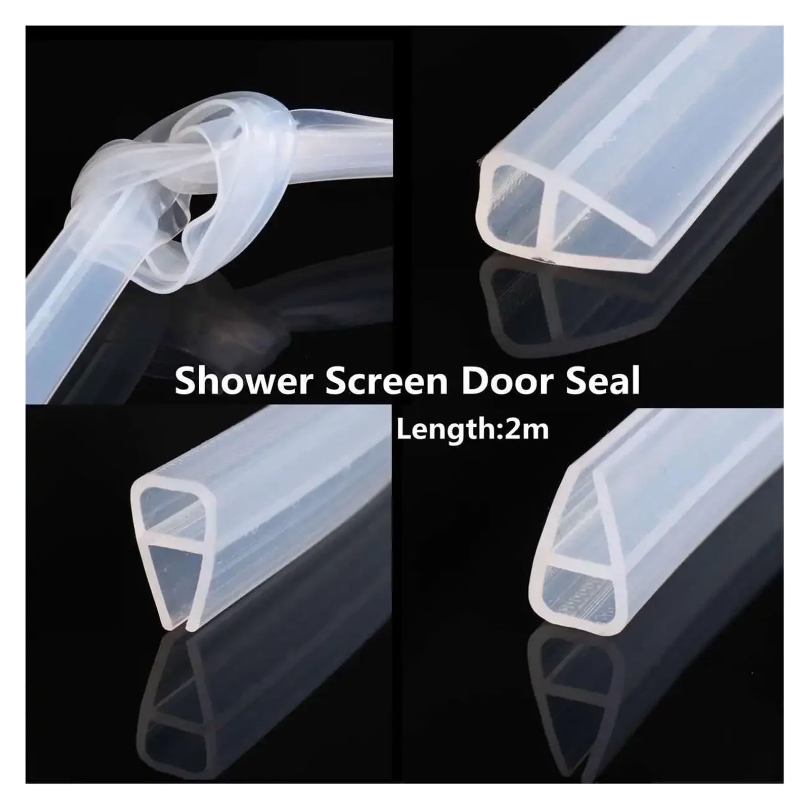 Junta de silicona for mampara de ducha, tira deslizante de plástico de goma for baño, 6/8 mm, accesorios for puertas, ventanas y vidrios.(4m,12mm)