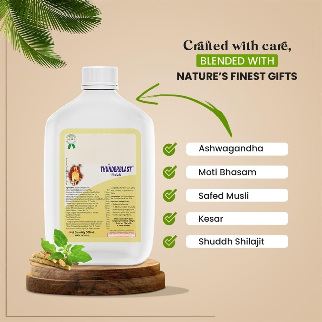 Thunderblast Ayurvedic Supports Energy Stamina Wellness & Hormonal Balance Herbal Tonic, 500ml — Amazon image 3