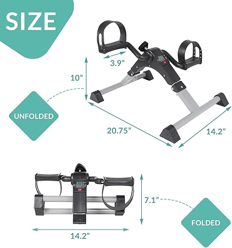 Miniatura 10 de MEETWARM Bicicleta de ejercicio con pedal para personas mayores, brazo de mano, pierna y rodilla, equipo de fitness ajustable, plegable, terapia