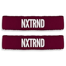 1 Pair Nxtrnd Bicep Bands, Sweat-Absorbent Arm Sweatbands, Football Accessory (Maroon)