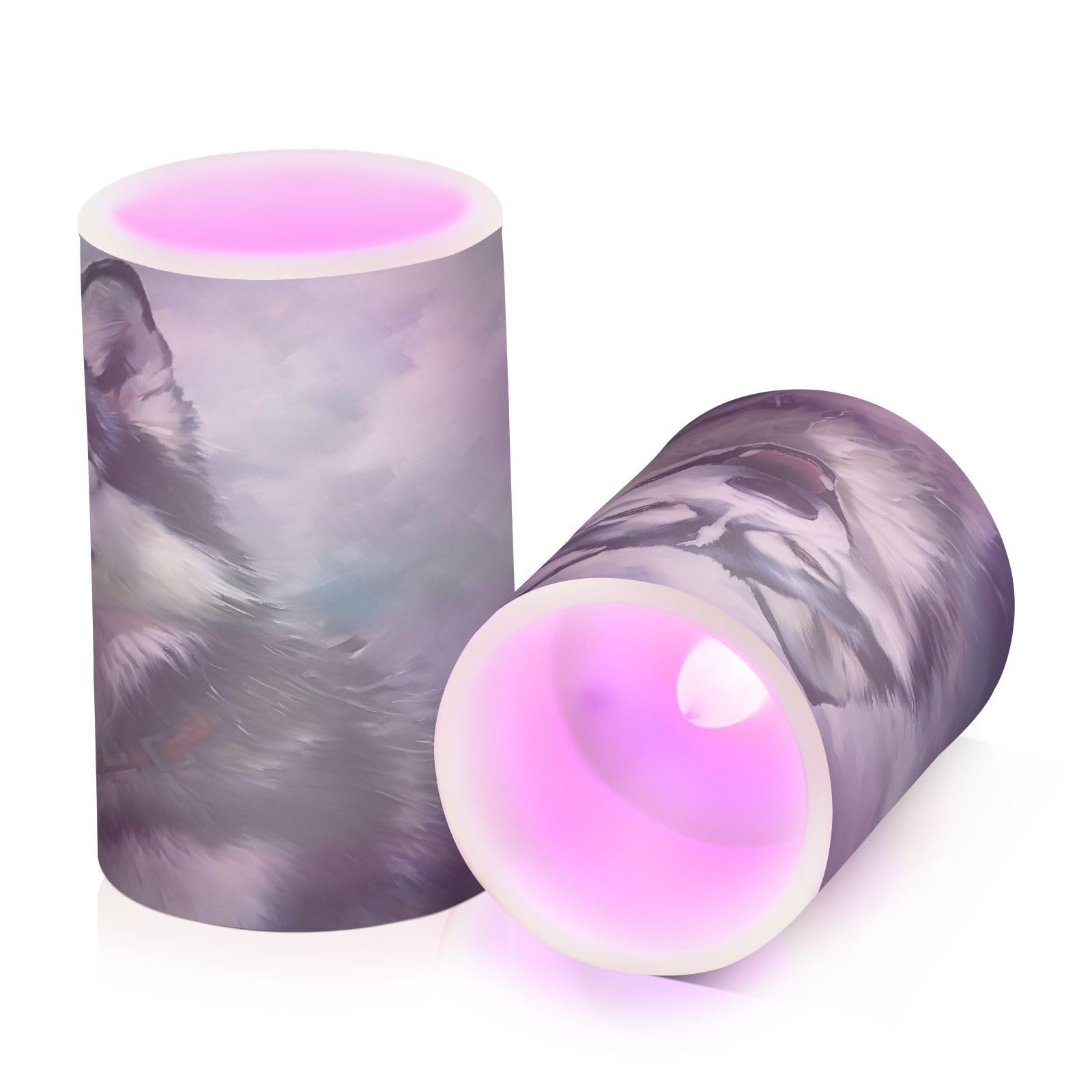 ALAZA Wolf (10) Flickering Flameless Candles Battery Operated with Remote Timer,Tea Light Candles LED Pillar Votive Candles Set of 2 for Outdoor Indoor Decorations