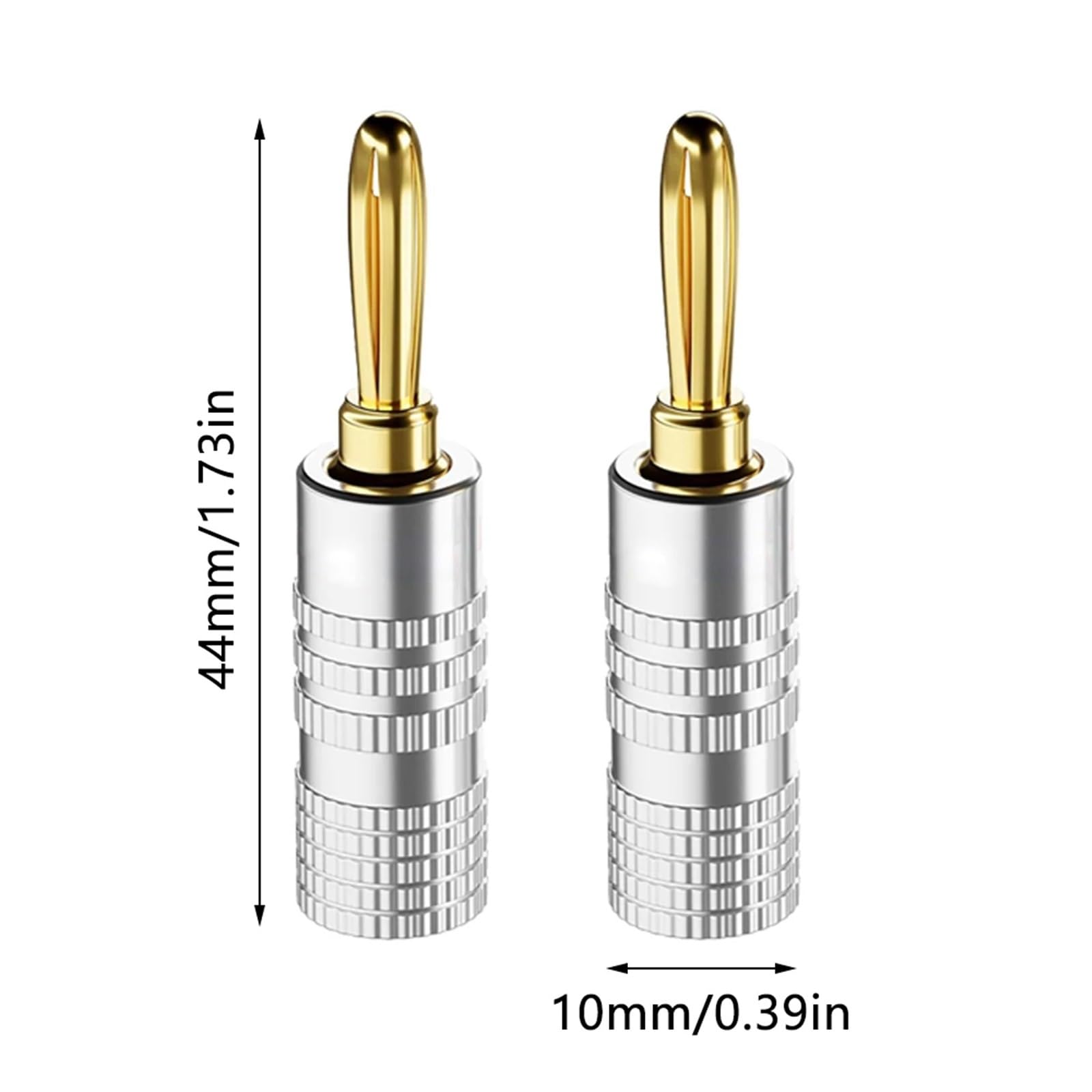 Connettore a banana da 4 mm, spine for altoparlanti placcate oro 24K, jack a banana da 4 mm a morsetto for cavo for altoparlanti audio(6pcs)