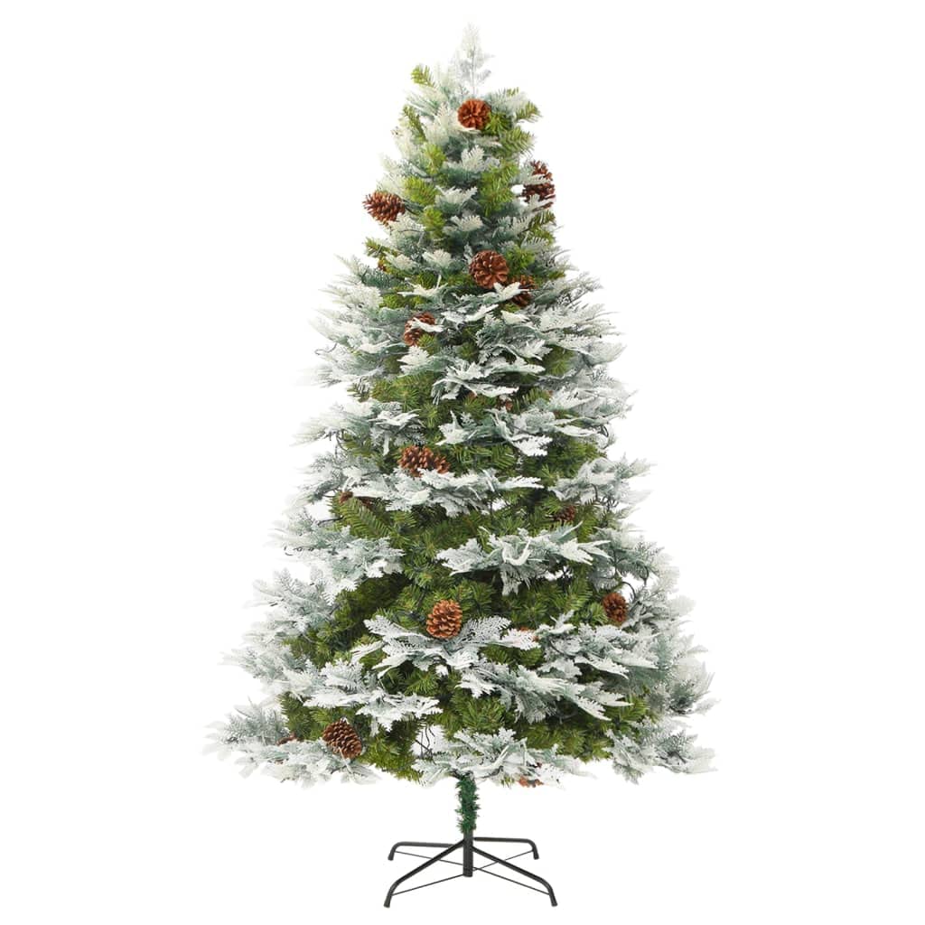 Simulazione di albero di Natale Decorazione Natalizia Mini albero di natale Albero di Natale Preilluminato con Pigne Verde 195 cm PVC e PE per Natale, casa, cucina, tavolo da pranzo