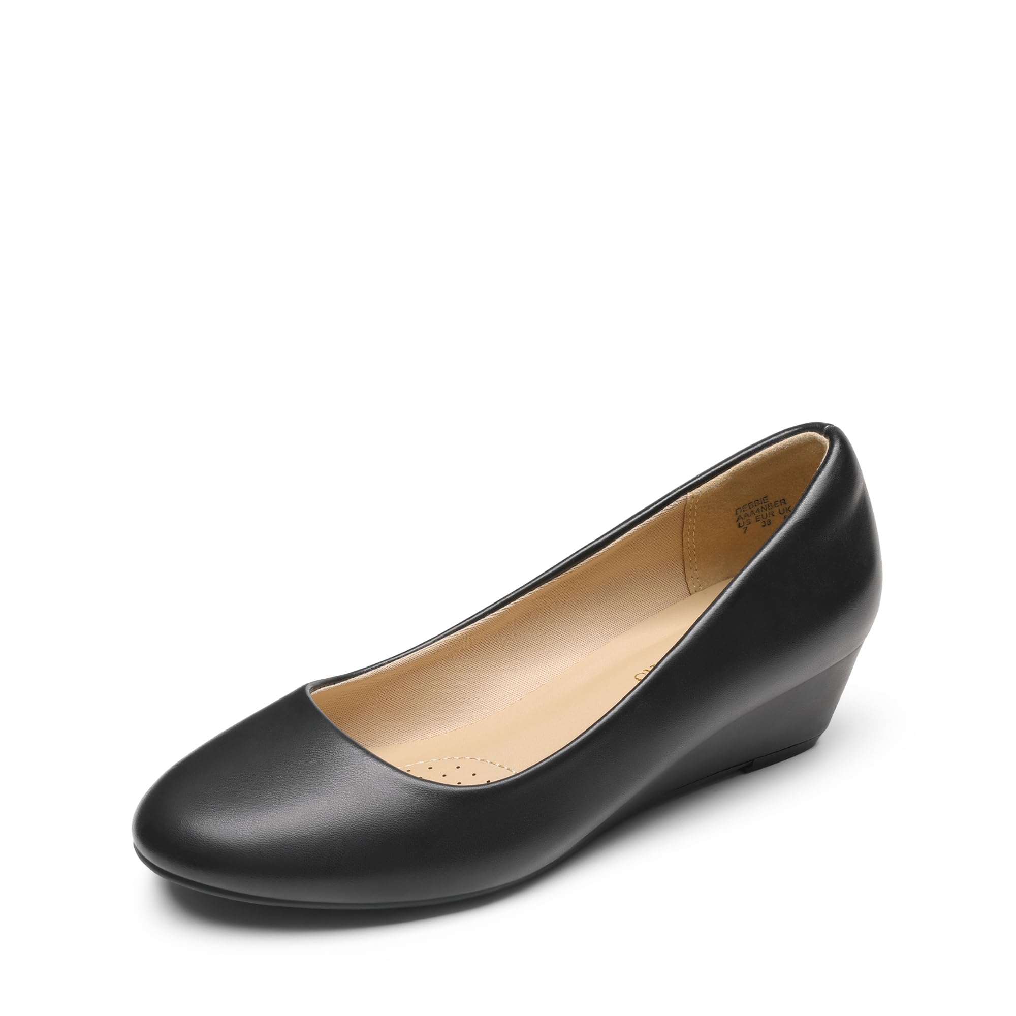 Photo 1 of DREAM PAIRS Women's Debbie Mid Wedge Heel Pump Shoes,Size 6.5,Black/Pu,Debbie