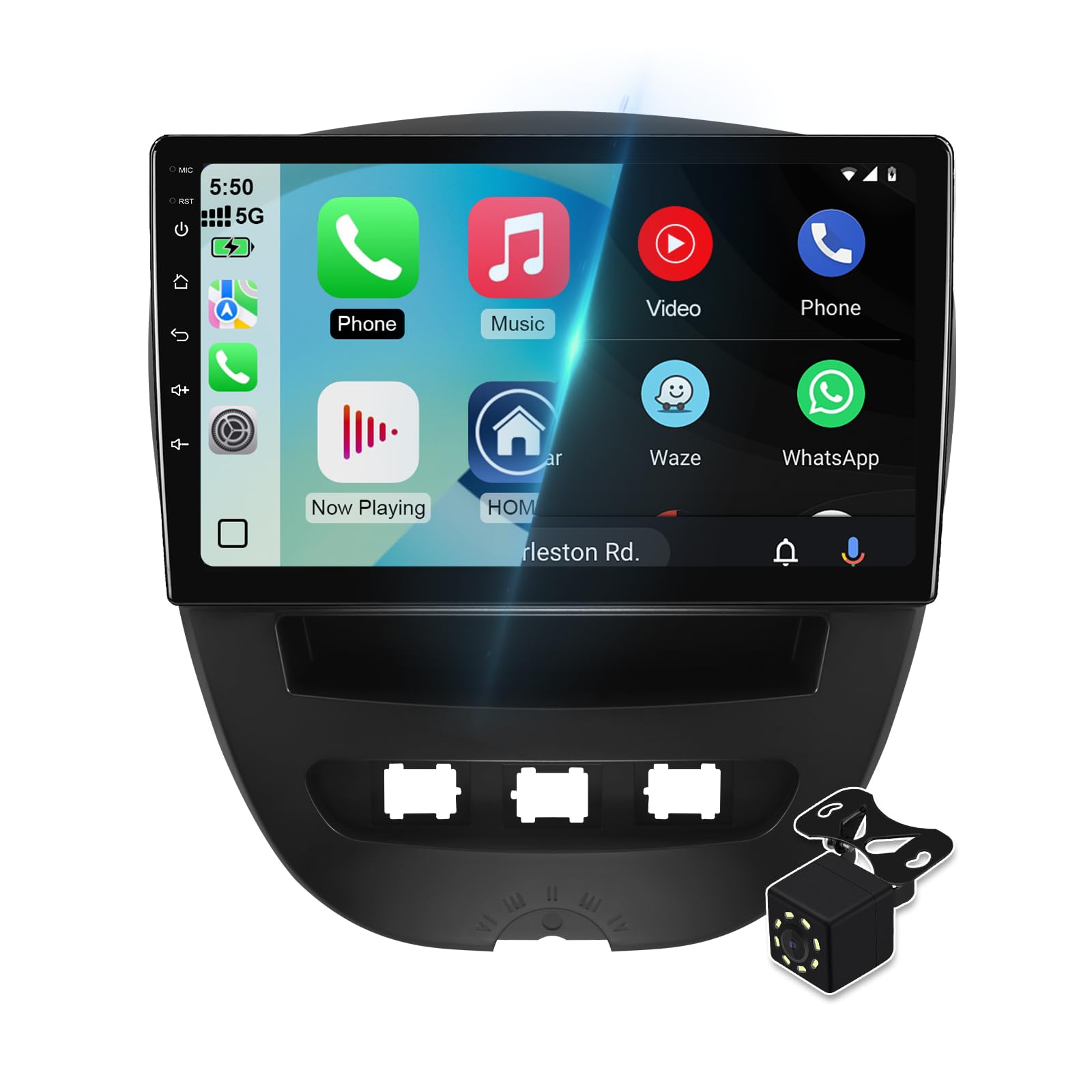 2G 64G Android 14 Car Stereo Android Multimedia Radio for Peugeot 107/Toyota Aygo/Citroen C1 2004-2014 Wireless Carplay, Android Auto GPS Navigation SWC+ Backup Camera