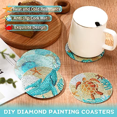 UPINS 8Pcs Diamond Painting Coasters for Drinks DIY Coaster Diamond Art Kits for Adults Kids Beginners Diamond Art Craft Supplies (Ocean) 6 61RrCOC0jPL. AC